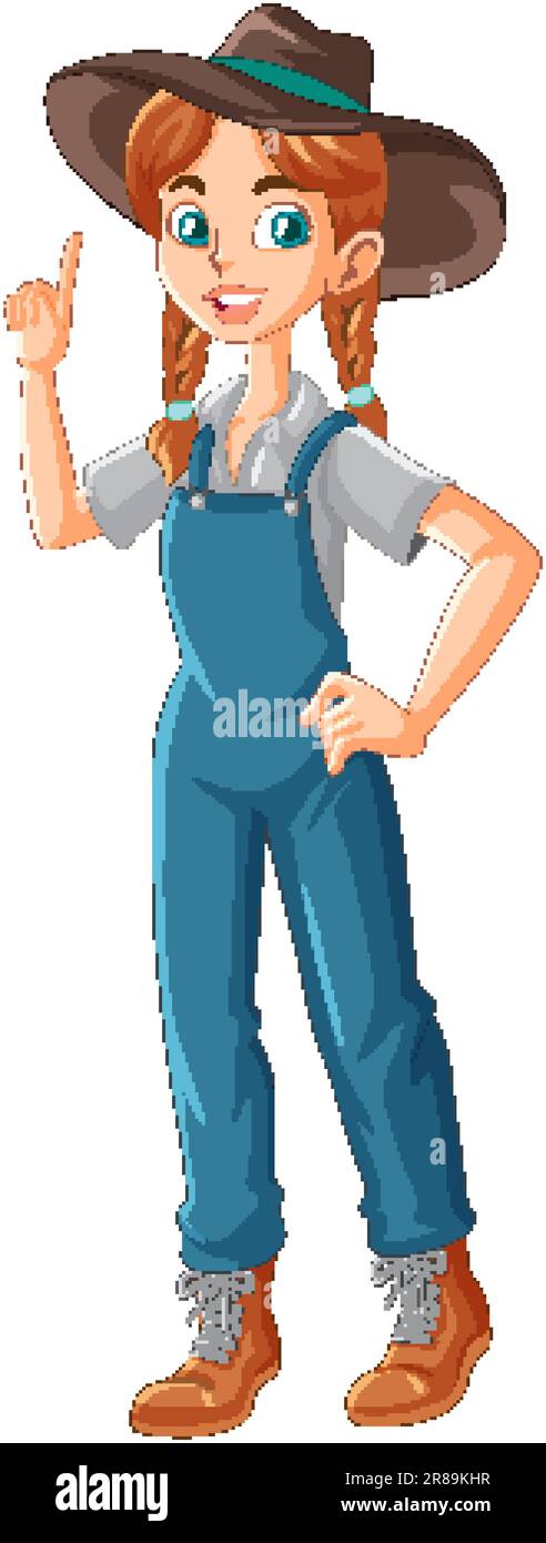 Young female farmer cartoon character illustration Stock Vector Image ...