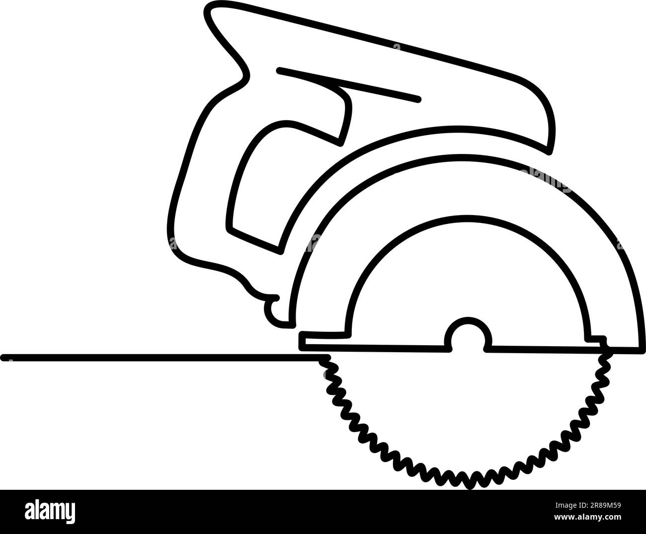 Carpenter Circular saw icon. Continuous one line drawing. Outline