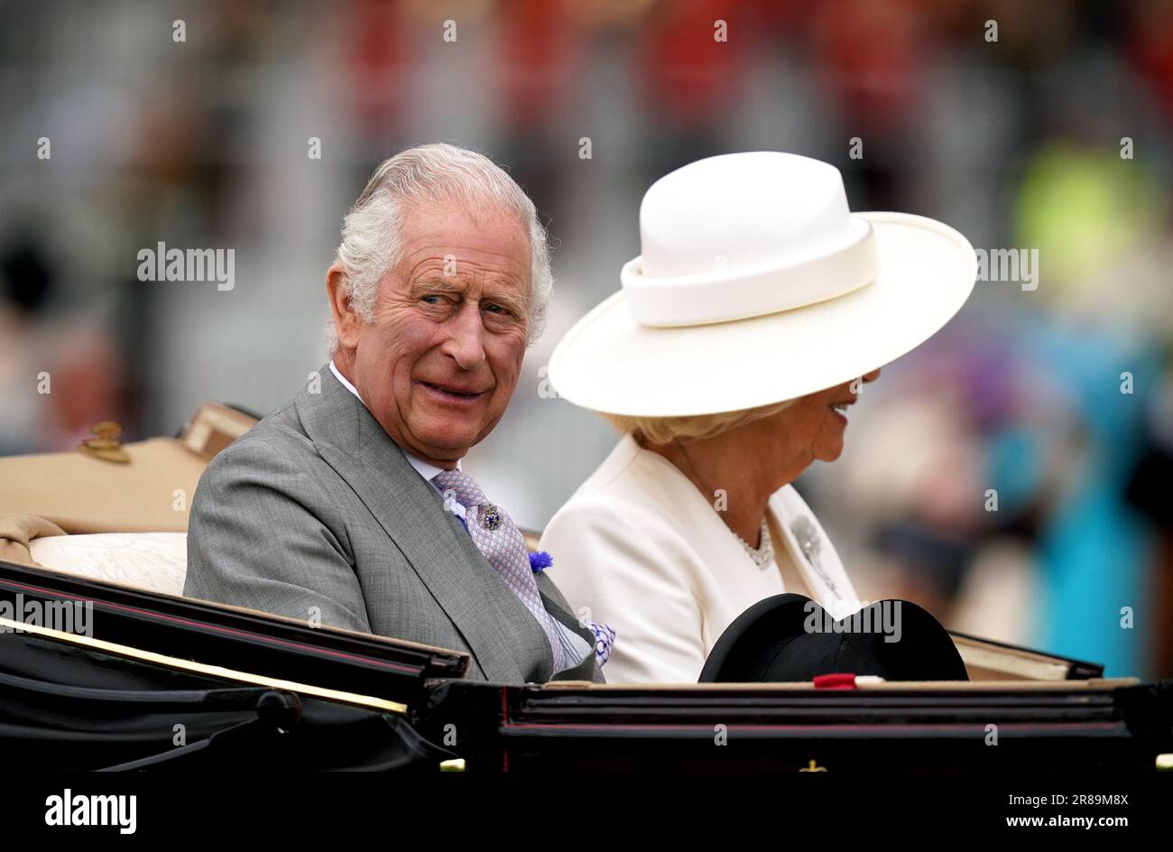 King Charles III and Queen Camilla arriving on day one of Royal Ascot ...