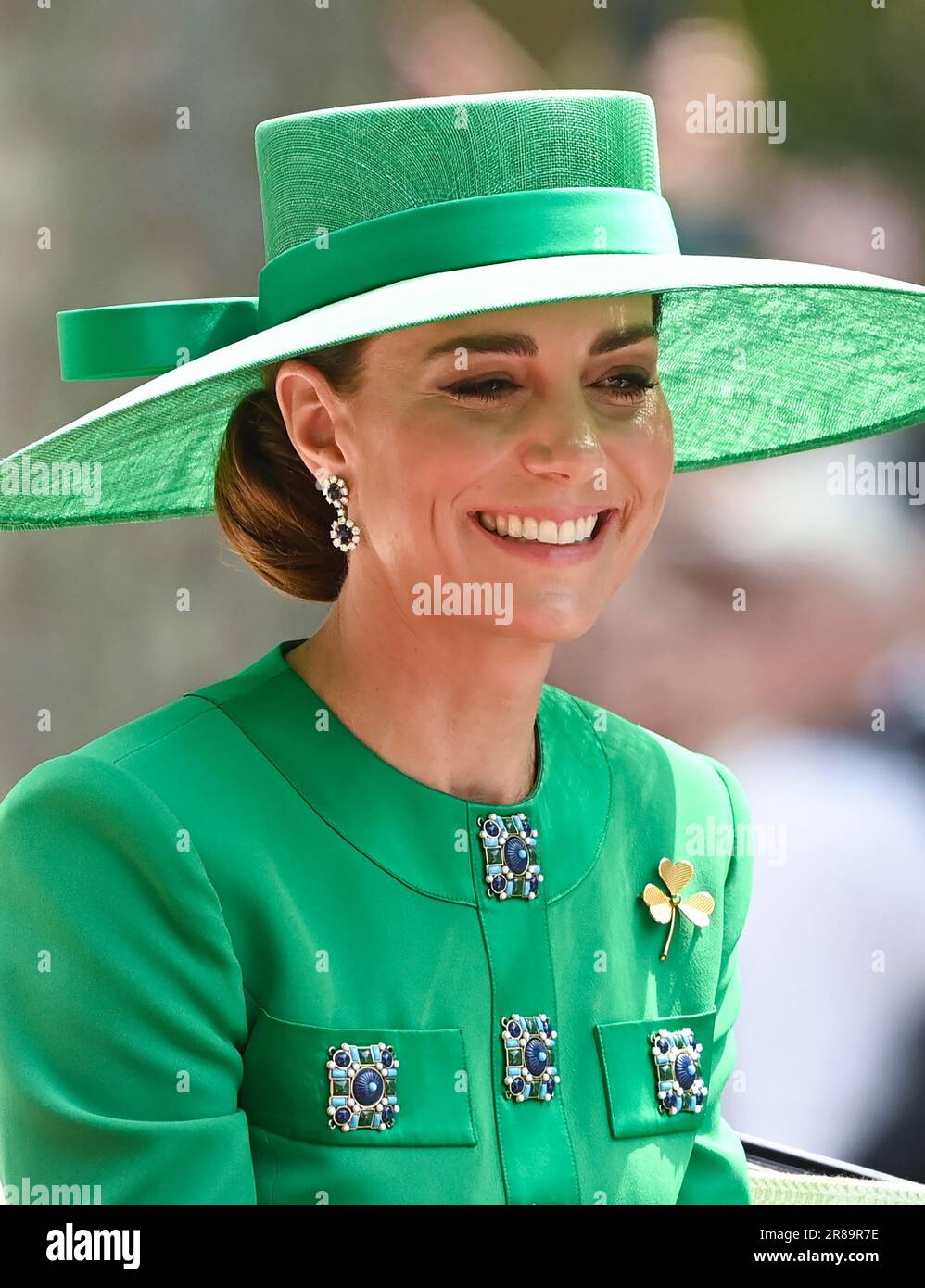 London, UK. June 17th, 2023. The Princess of Wales travels along The Mall in a carriage at Trooping The Colour. Credit: Doug Peters/EMPICS/Alamy Live Stock Photo