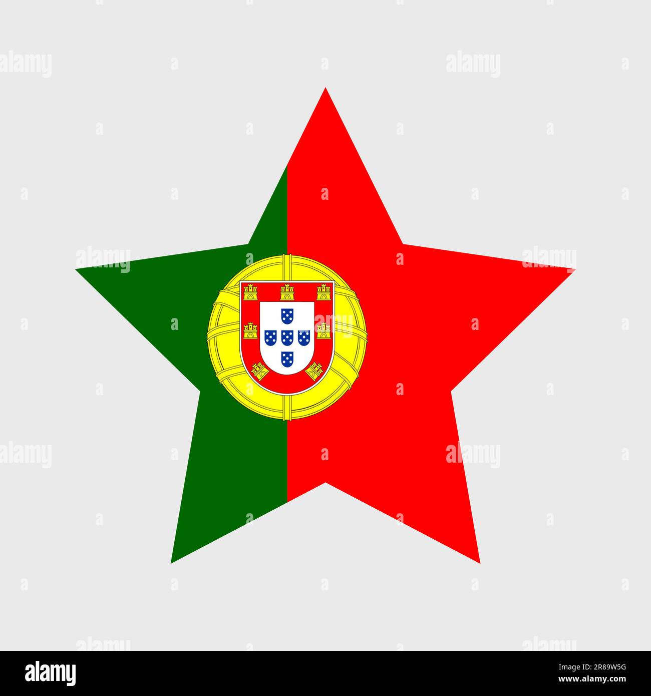 Portugal flag vector icons set of illustrations in the shape of heart, star, circle and map. Stock Vector