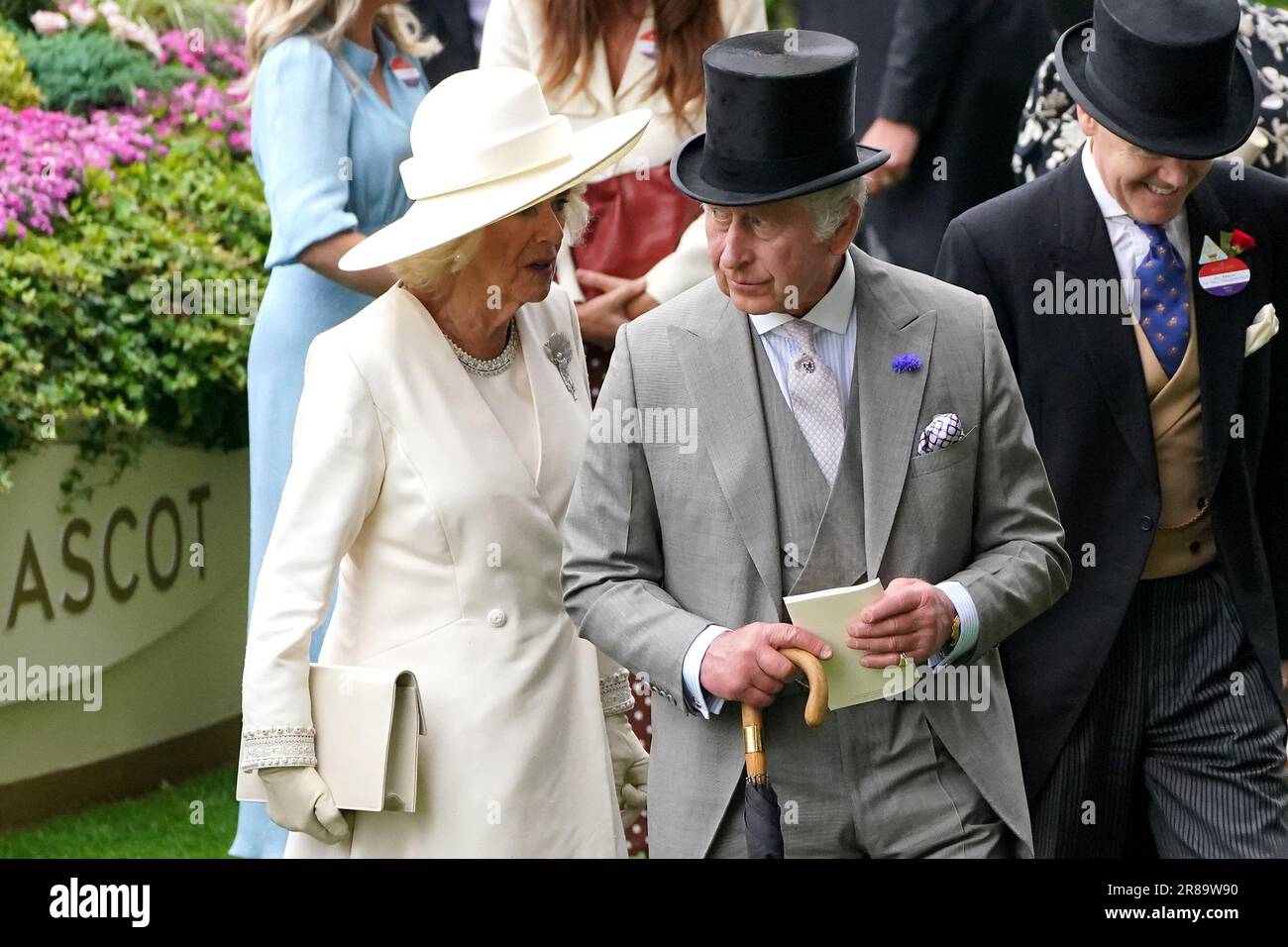 King Charles III and Queen Camilla arrives for day one of Royal Ascot ...