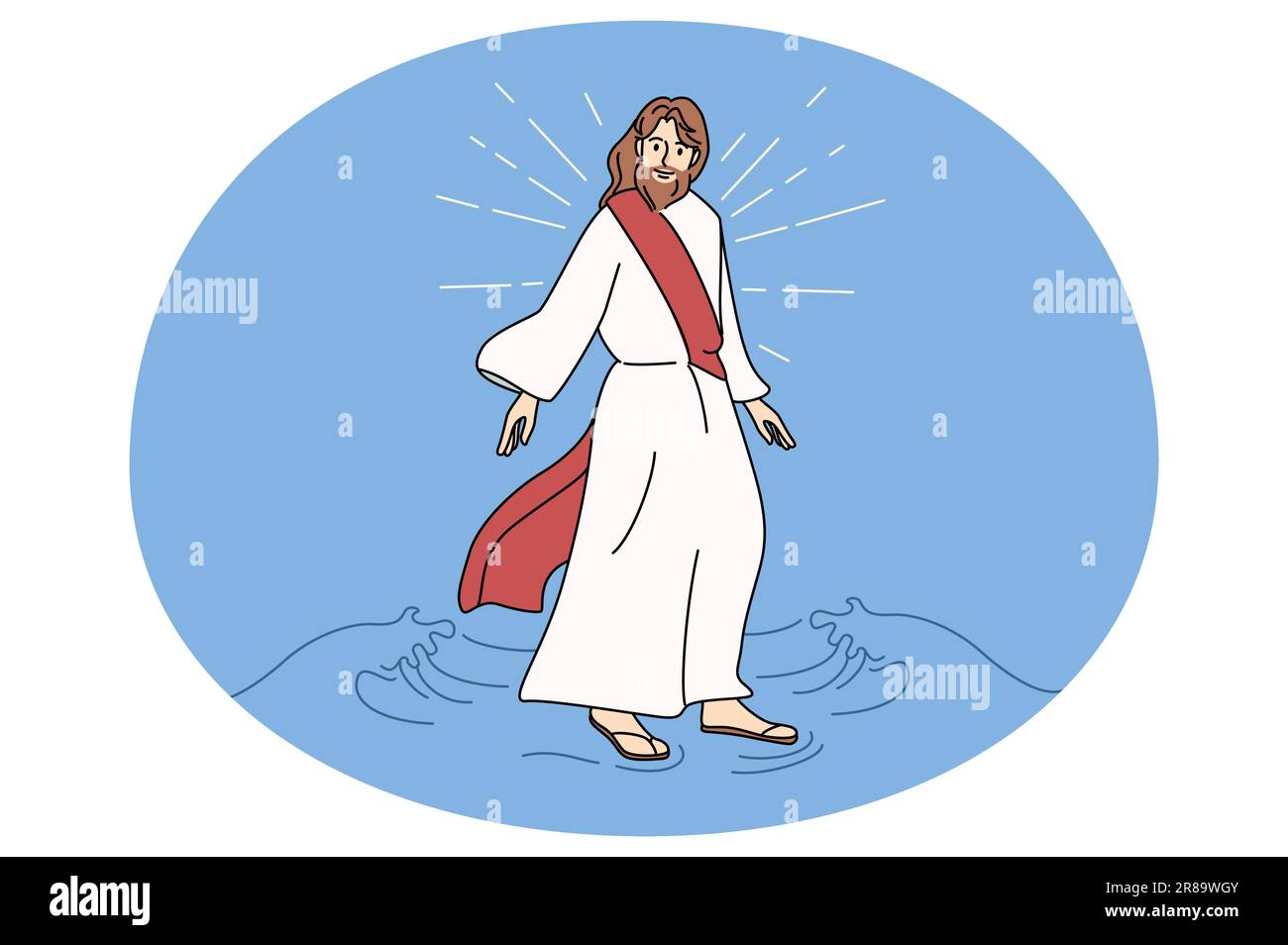 Jesus walks on water Stock Vector Images - Alamy
