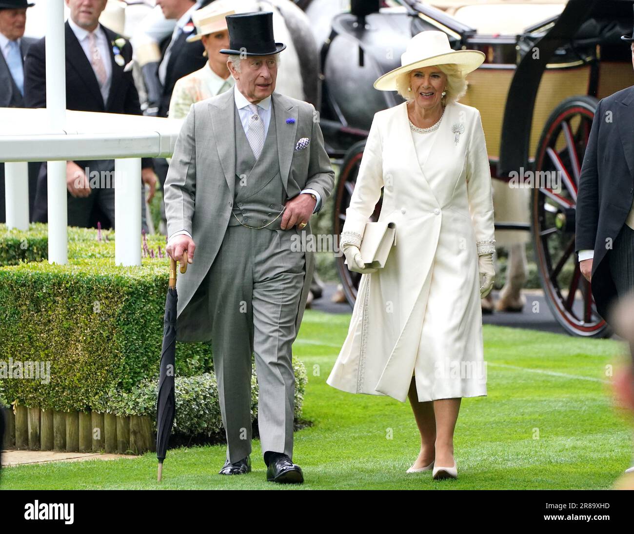 King Charles III and Queen Camilla arrive for day one of Royal Ascot at ...