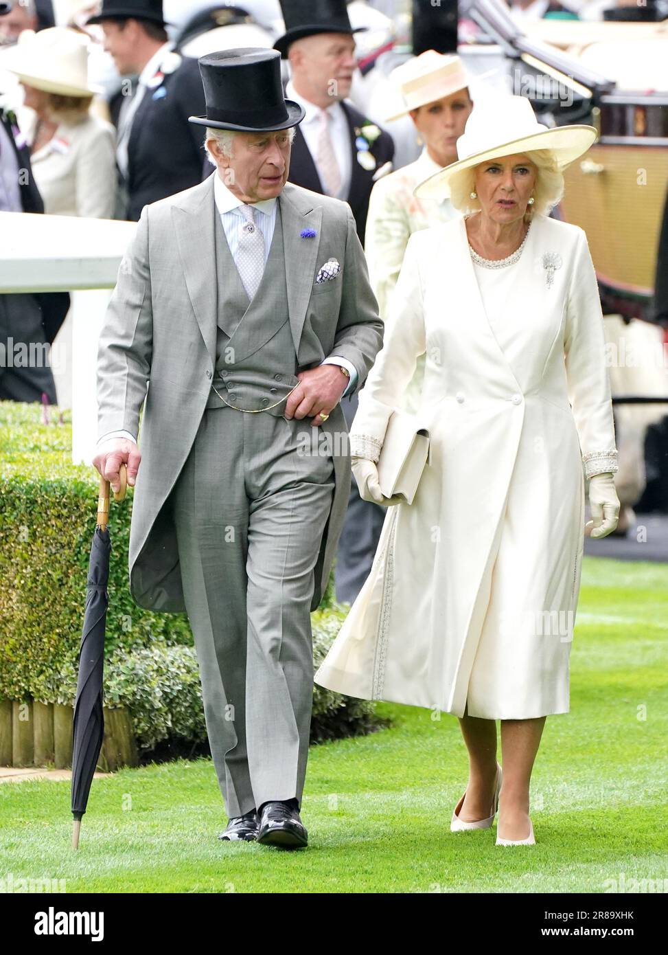 King Charles III and Queen Camilla arrive for day one of Royal Ascot at ...