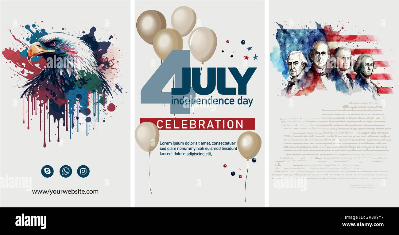 Happy 4th of July USA Independence Day greeting card with waving ...