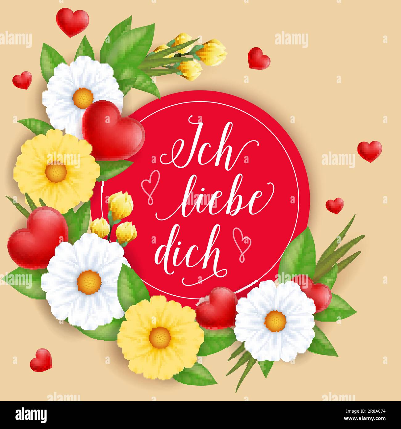 Ich Liebe Dich Lettering with Flowers Stock Vector Image & Art Alamy