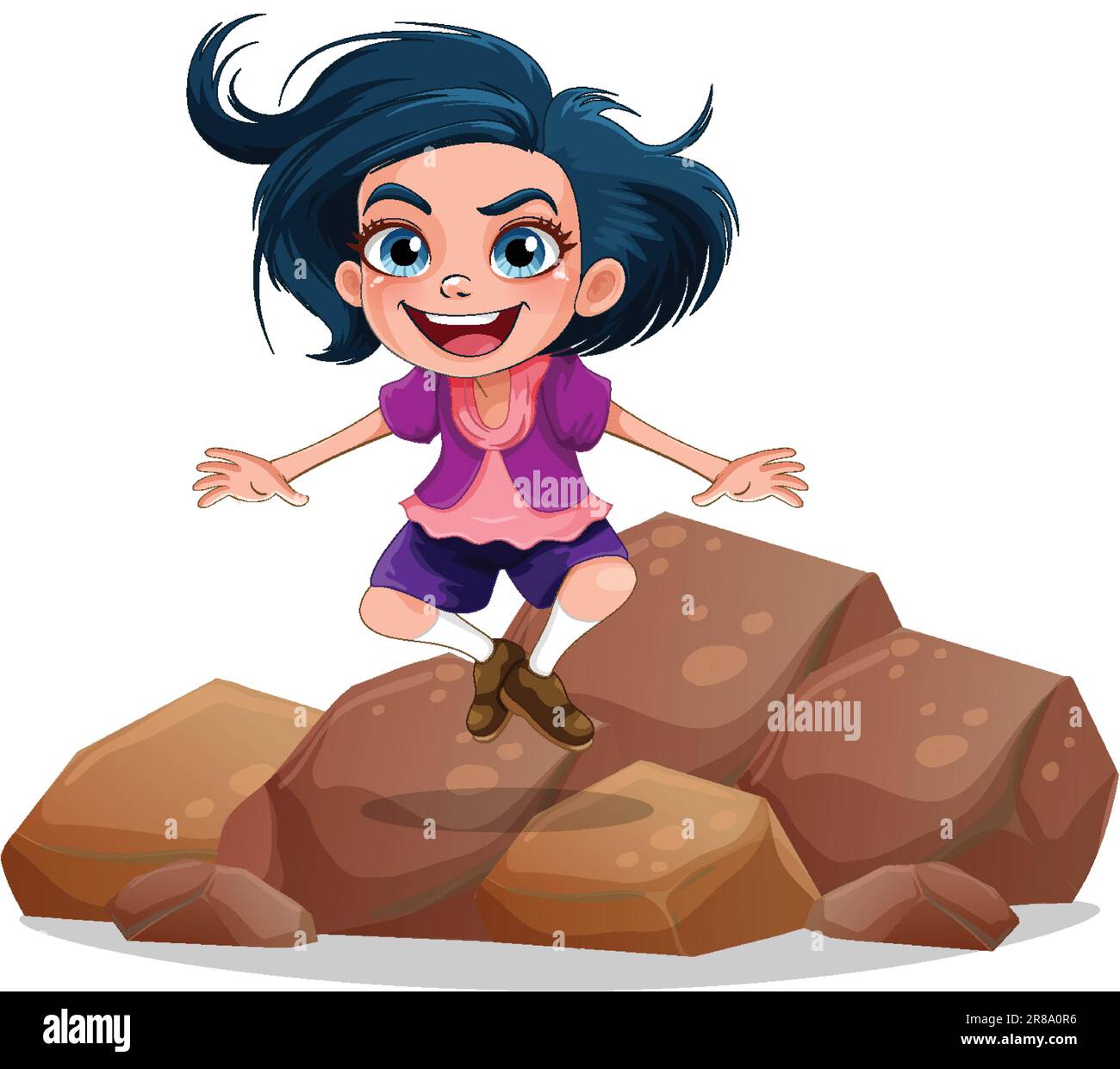 Girl standing on the rock illustration Stock Vector Image & Art - Alamy