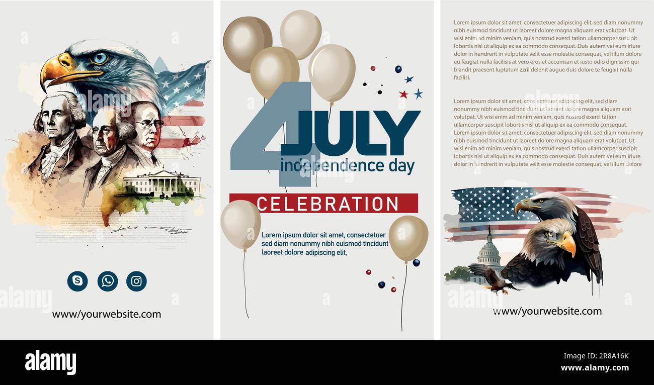 Happy 4th of July USA Independence Day greeting card with waving ...