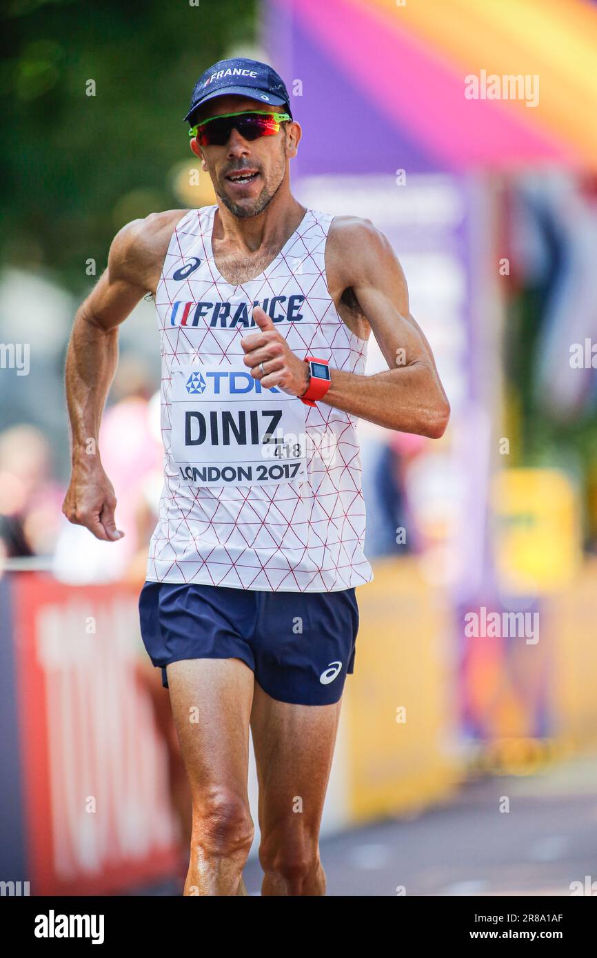 Yohann Diniz participating in the 20 Kilometres Race Walk at the World Athletics Championships London 2017. Stock Photo
