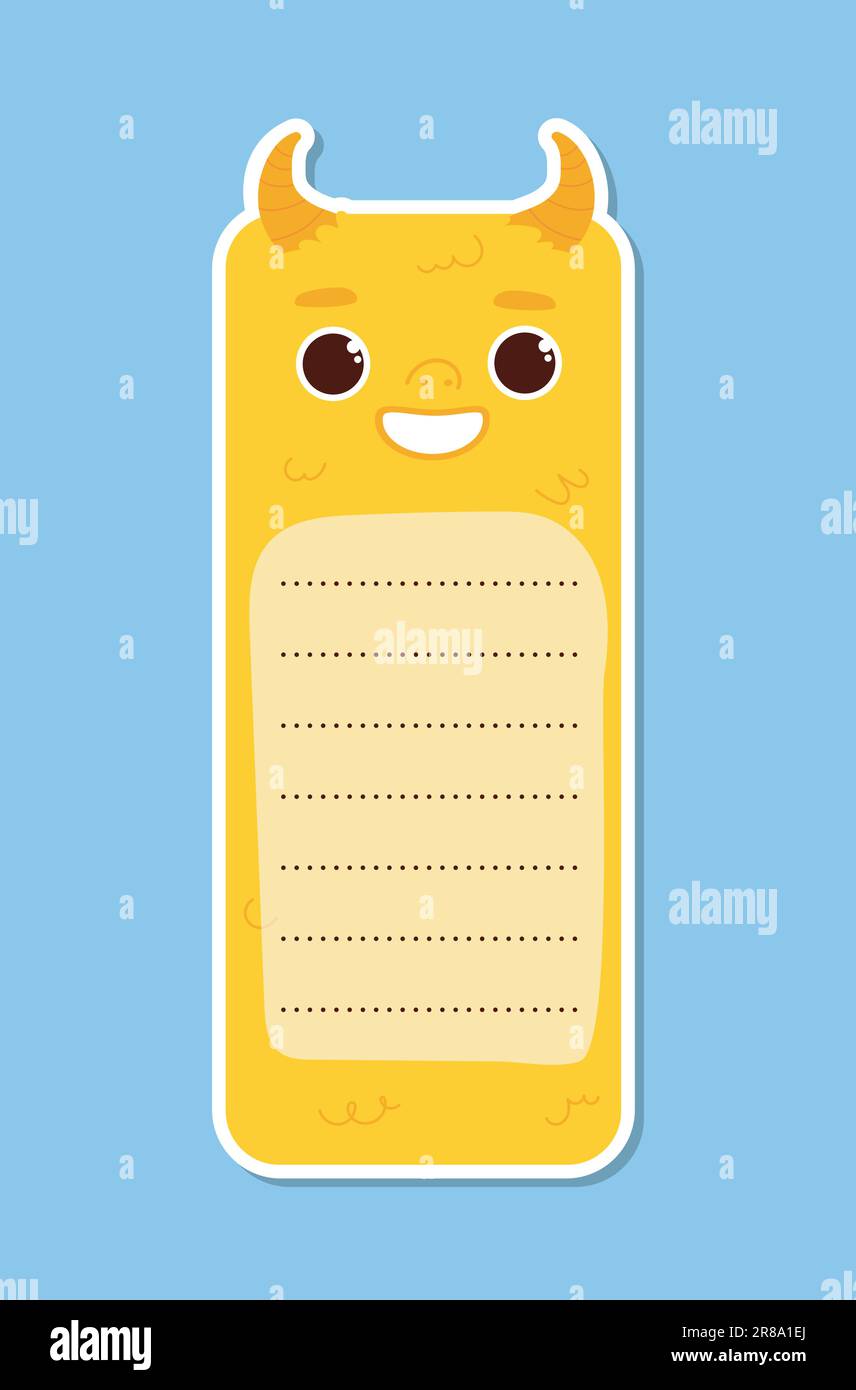 Cute yellow monster bookmark vector Stock Vector Image & Art - Alamy