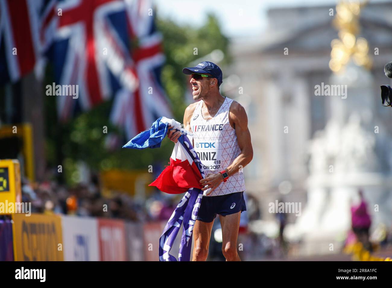 Yohann Diniz winning in the 50 Kilometres Race Walk at the World Athletics Championships London 2017. Stock Photo