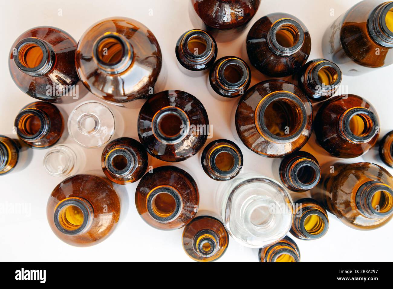 Bottles and Vials made from brown and clear Glass