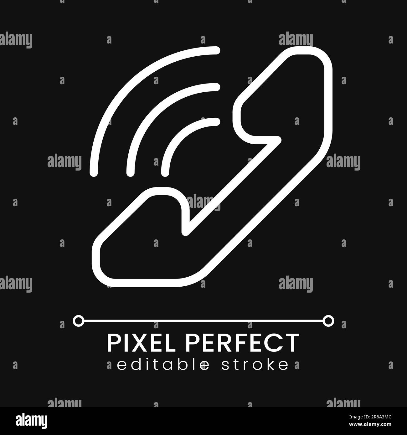 Handset pixel perfect white linear icon for dark theme Stock Vector ...