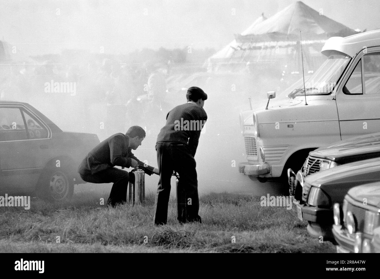 A car fire at RAF Finningley in 1990 Stock Photo Alamy
