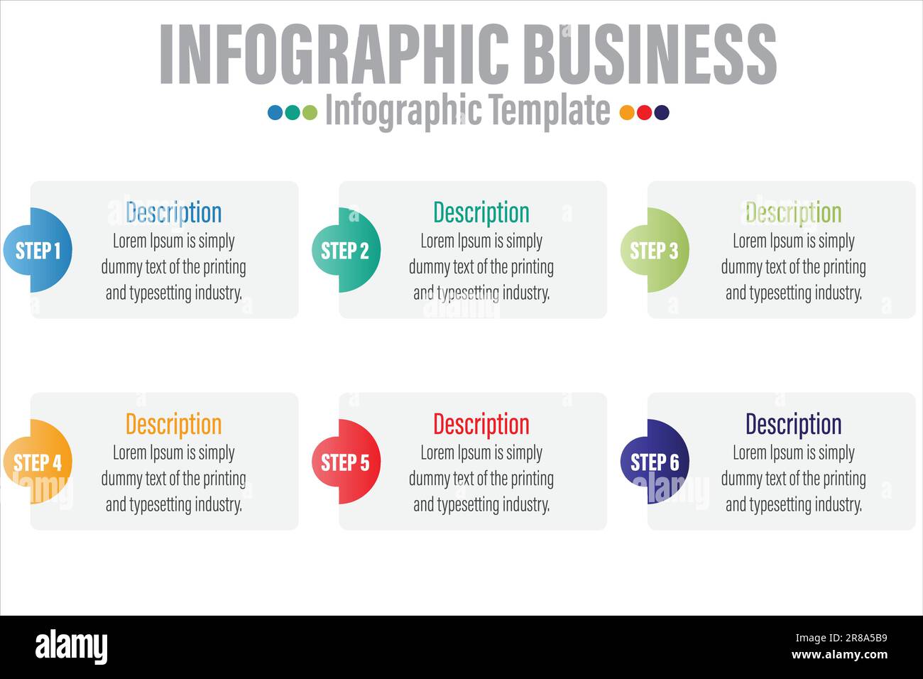 Business vector infographic design template with Six 6 Steps and Six 6 ...