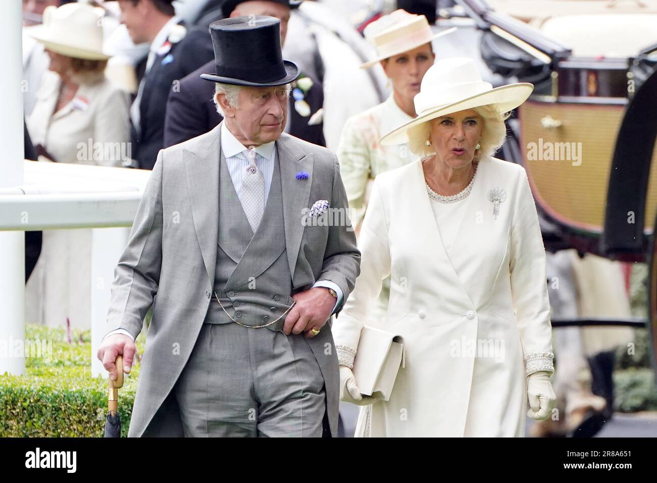 King Charles III and Queen Camilla arrive for day one of Royal Ascot at ...