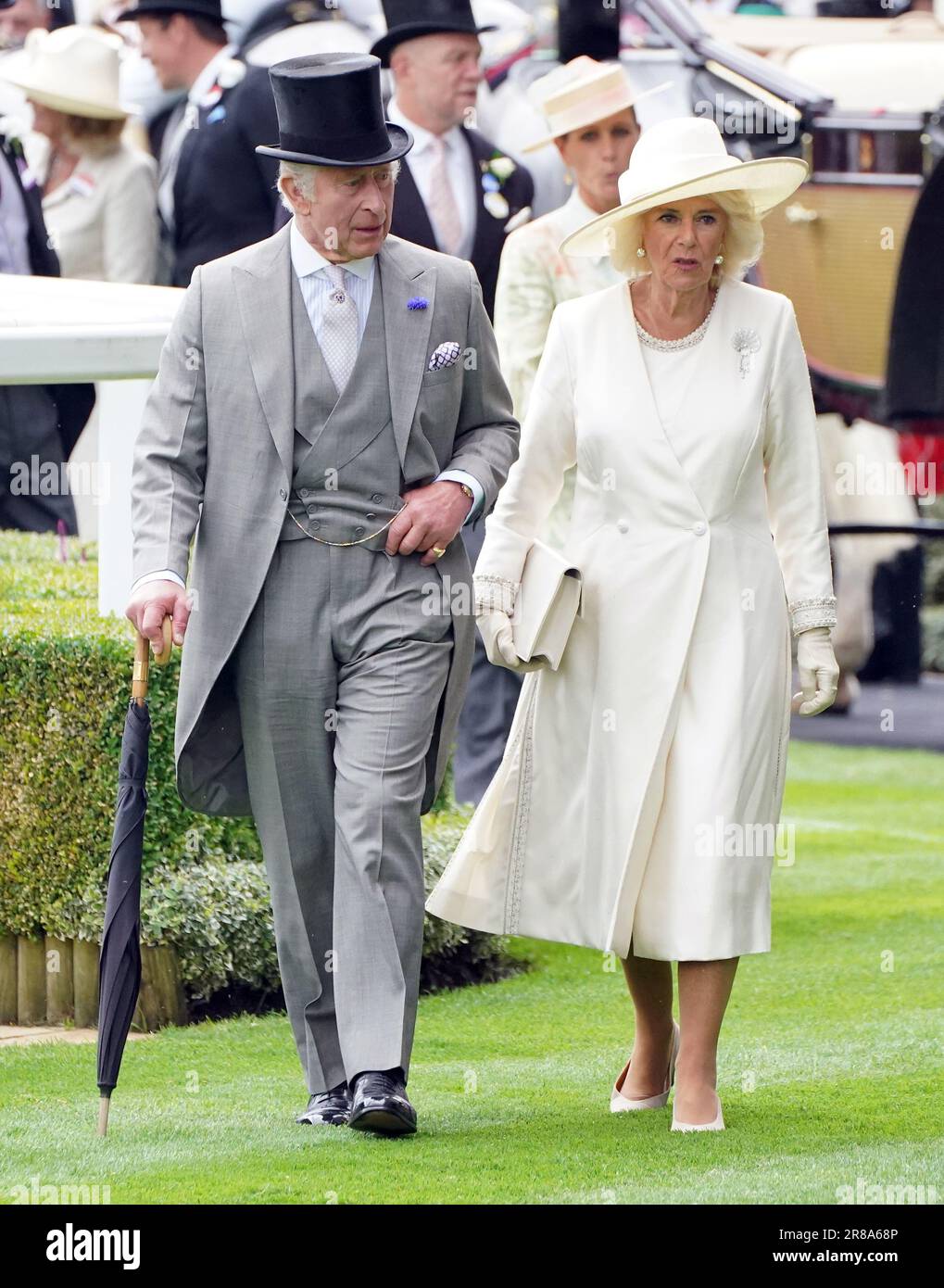 King Charles III and Queen Camilla arrive for day one of Royal Ascot at ...