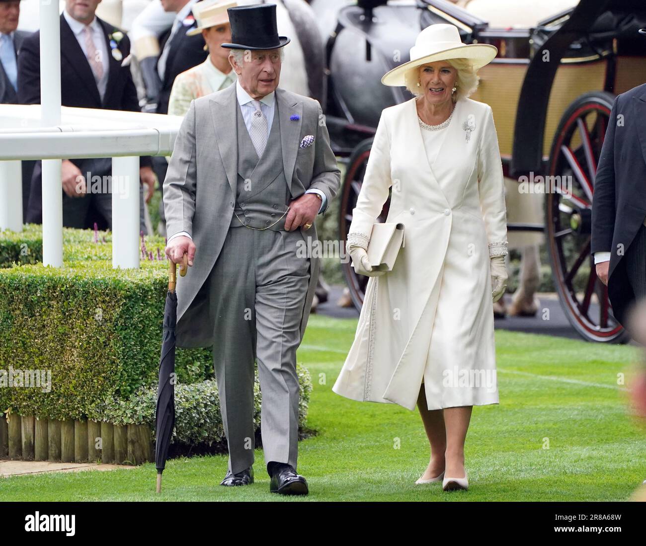 King Charles III and Queen Camilla arrive for day one of Royal Ascot at ...