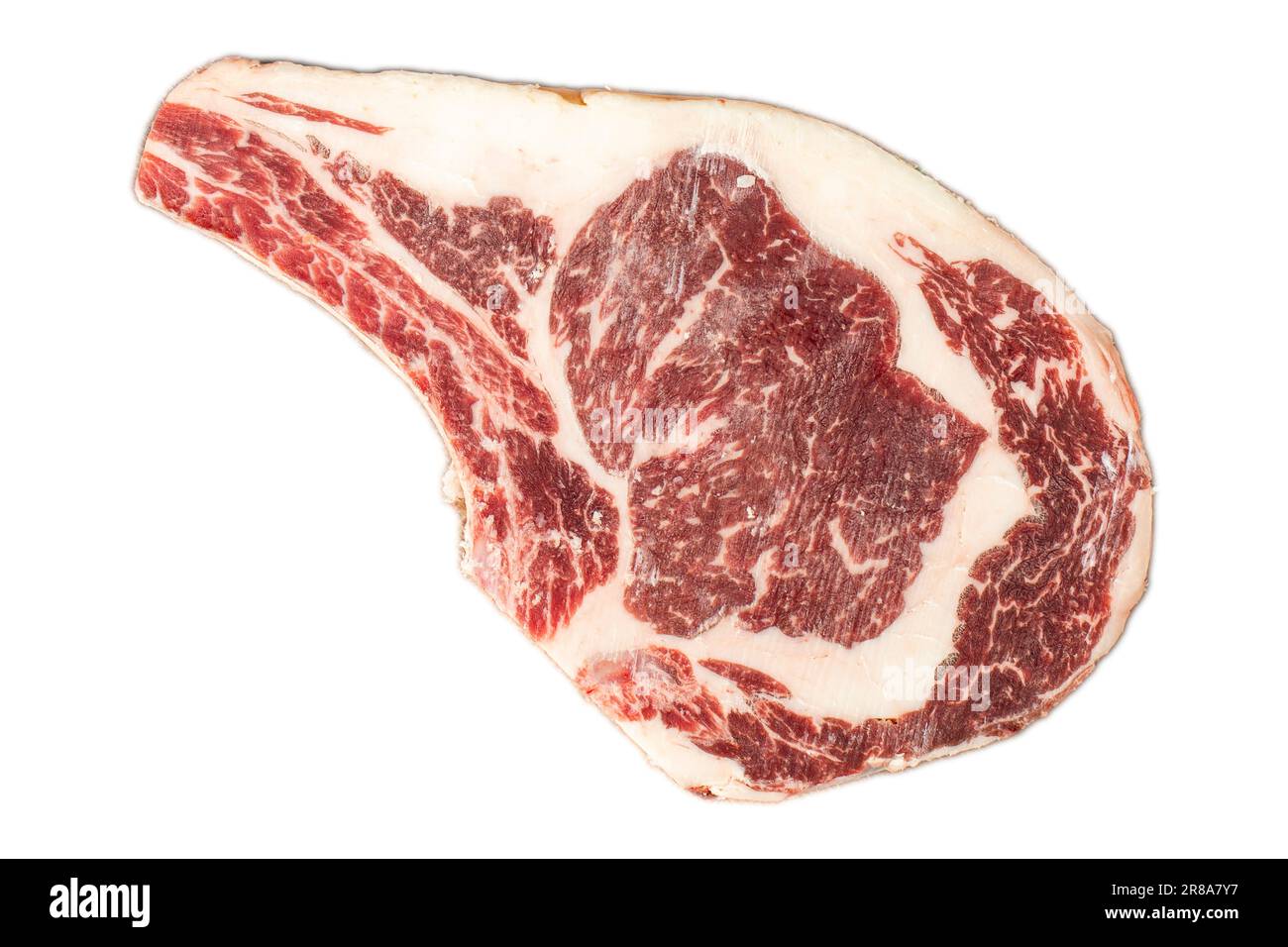 Veal chop isolated on white background. Fresh beef raw thick ribs with