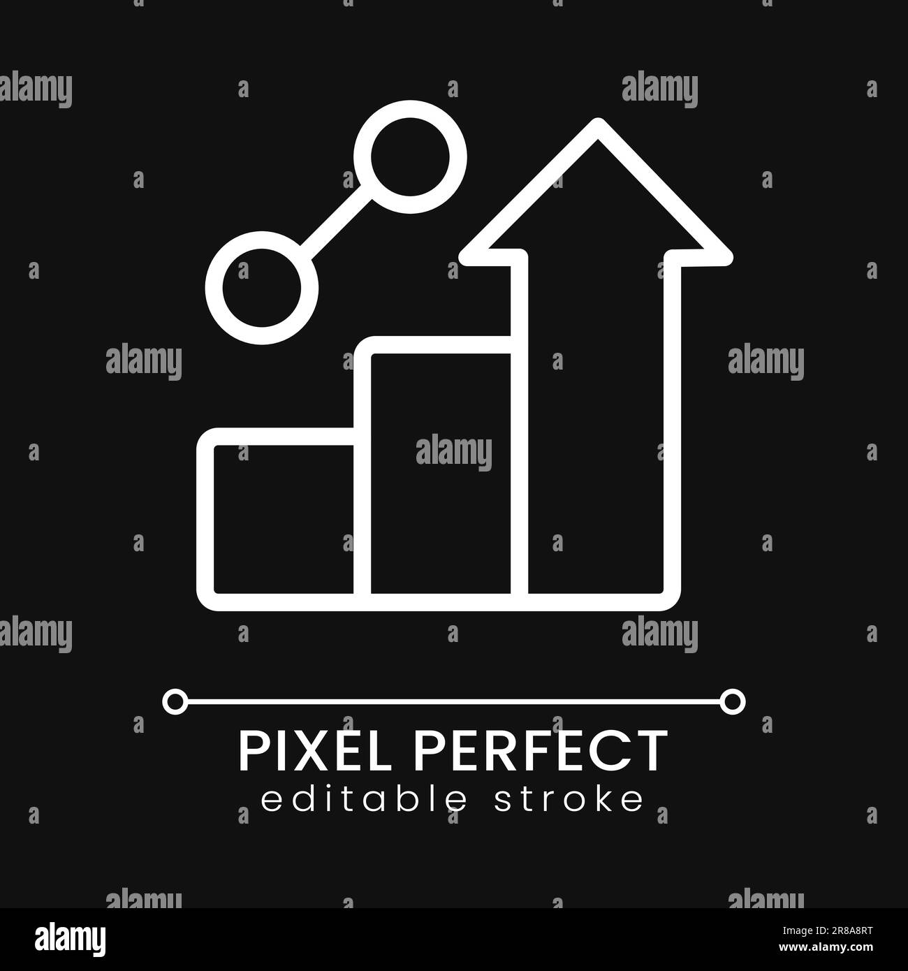 Business growth pixel perfect white linear icon for dark theme Stock ...