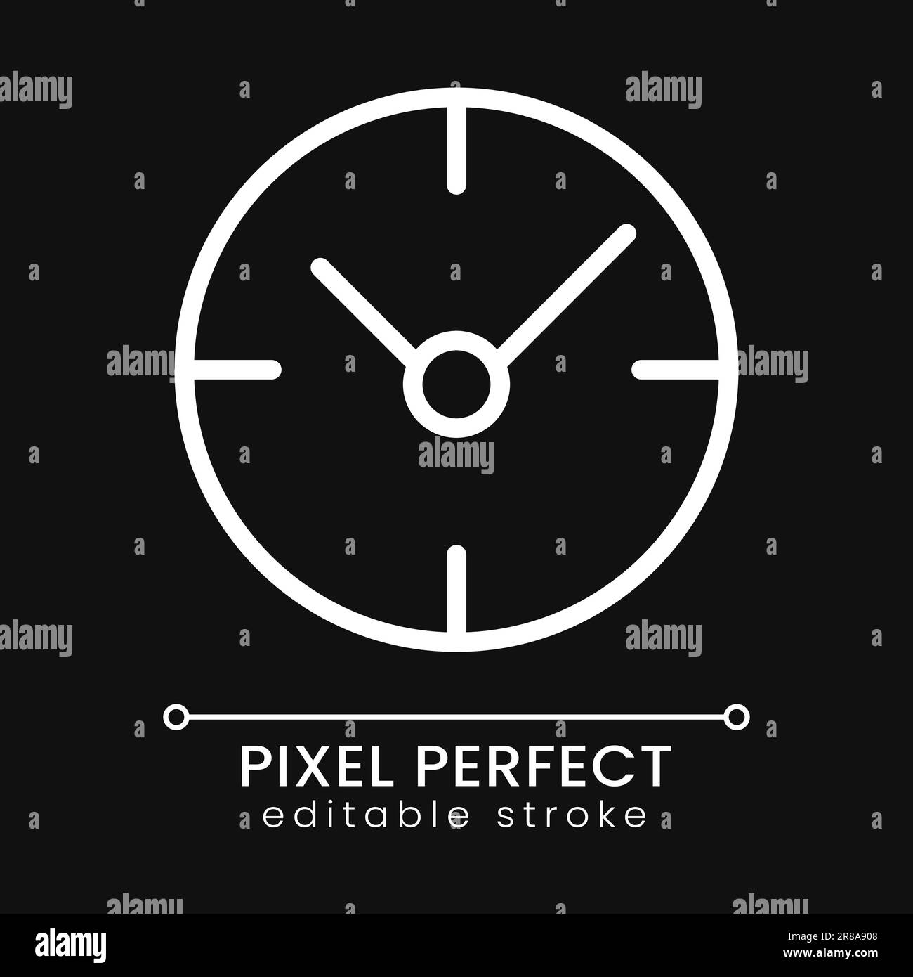 Clock pixel perfect white linear icon for dark theme Stock Vector Image ...