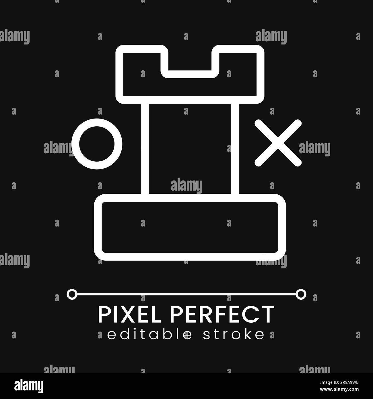 Rook pixel perfect white linear icon for dark theme Stock Vector