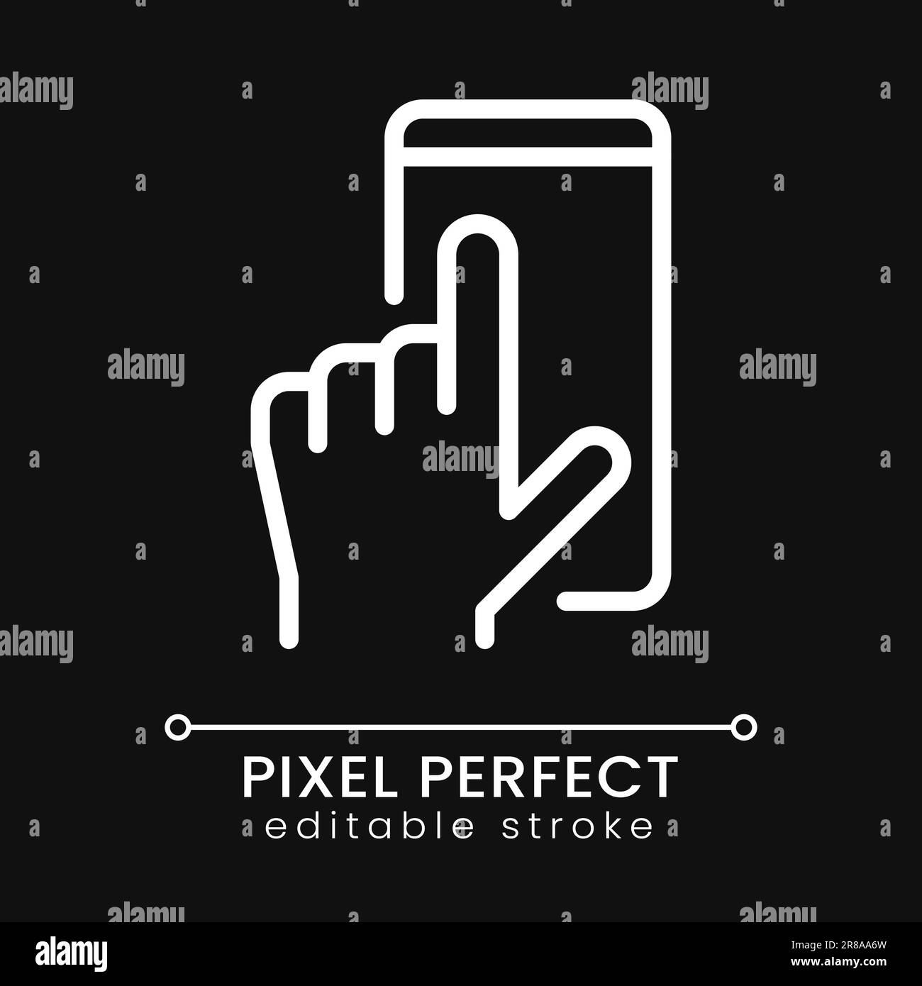 Mobile phone using pixel perfect white linear icon for dark theme Stock Vector
