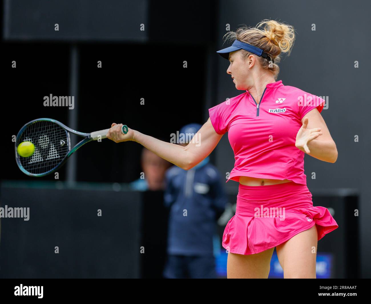 Edgbaston Priory Club, Birmingham, England: 20th June 2023;  Rothesay Classic Birmingham, Day 2;  Linda Noskova (CZE) during her match against Jelena Ostapenko (LAT) Stock Photo