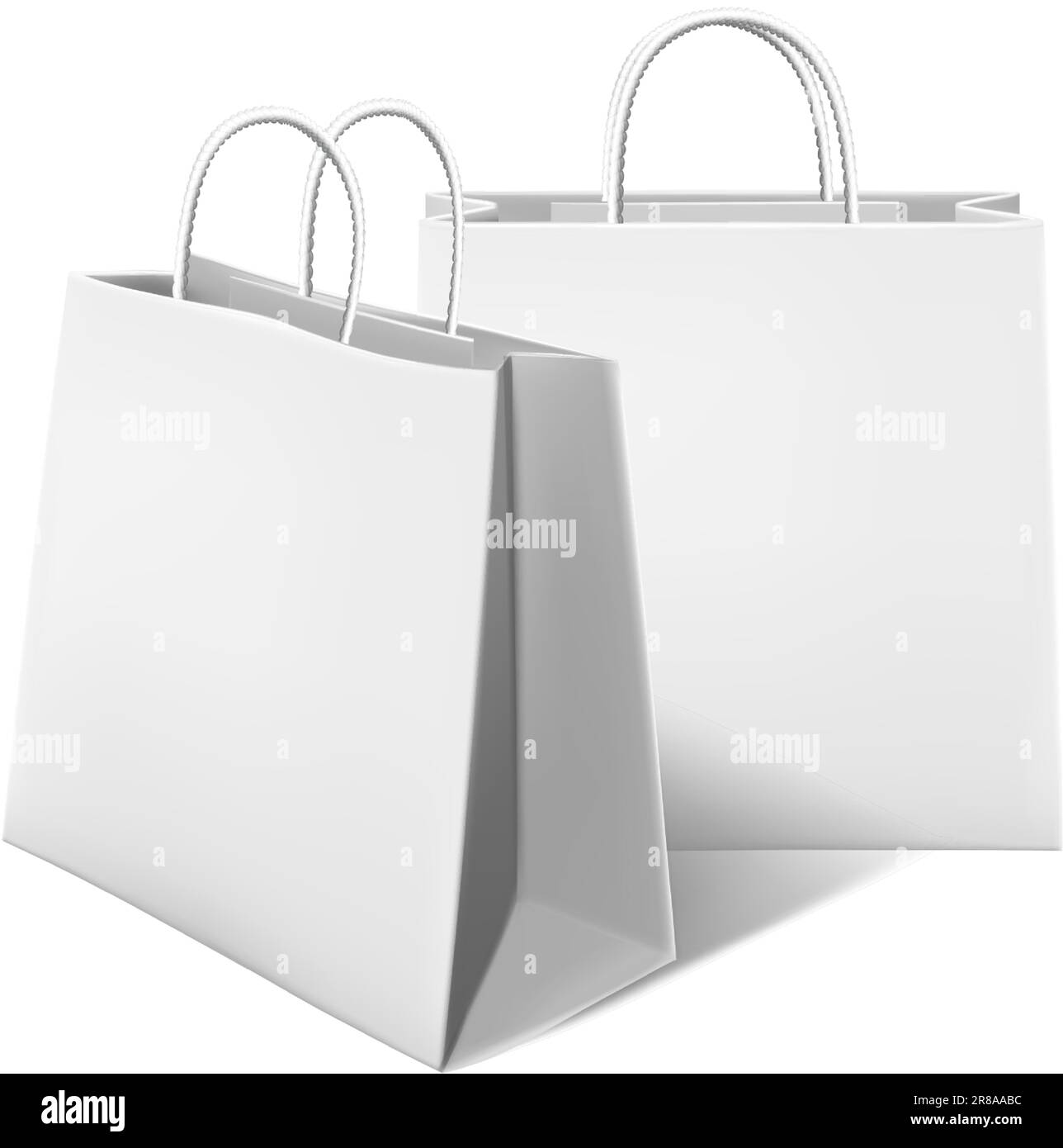 3d realistic vector icon set. White shopping paper bags. Isolated on ...