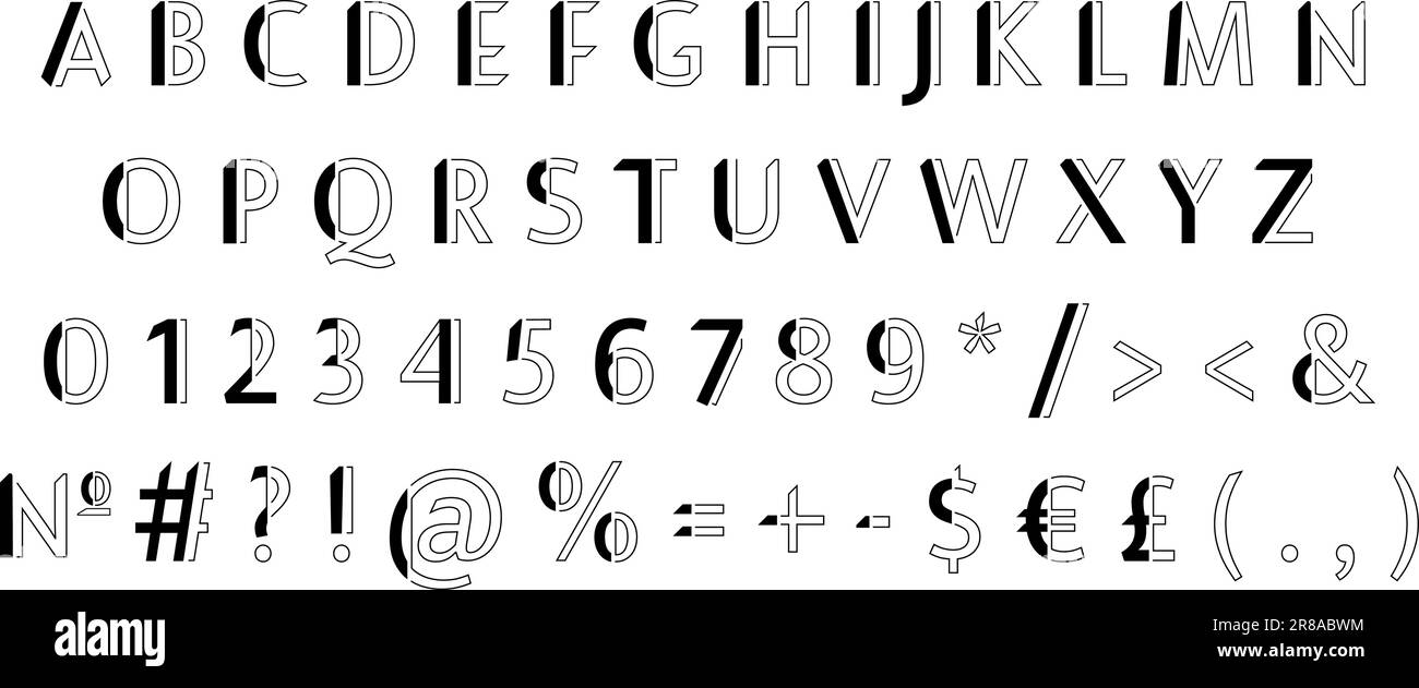 Geometric linear sans serif alphabet set Stock Vector