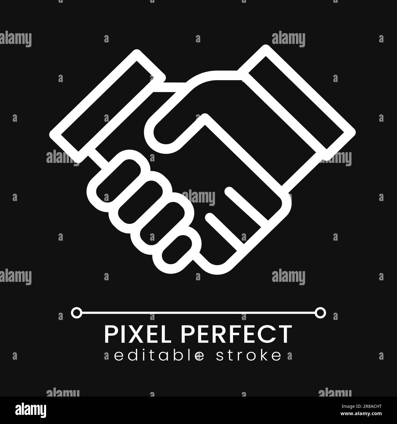 Handshaking pixel perfect white linear icon for dark theme Stock Vector ...