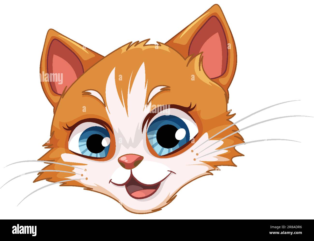 An Orange Cat Head with Striking Blue Eyes illustration Stock Vector