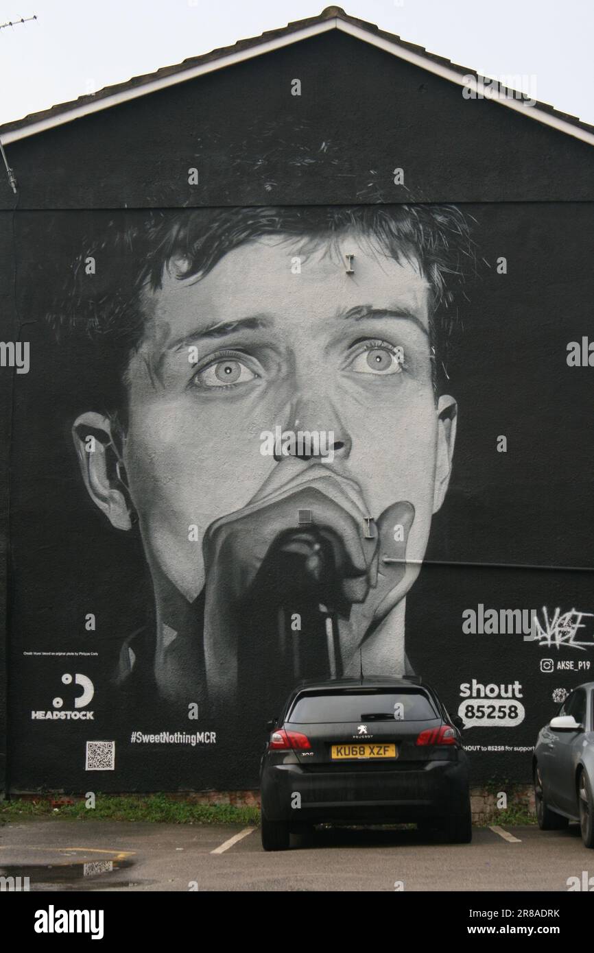 Ian Curtis mural, Manchester City centre, Grater Manchester, England, United Kingdom, UK. Stock Photo