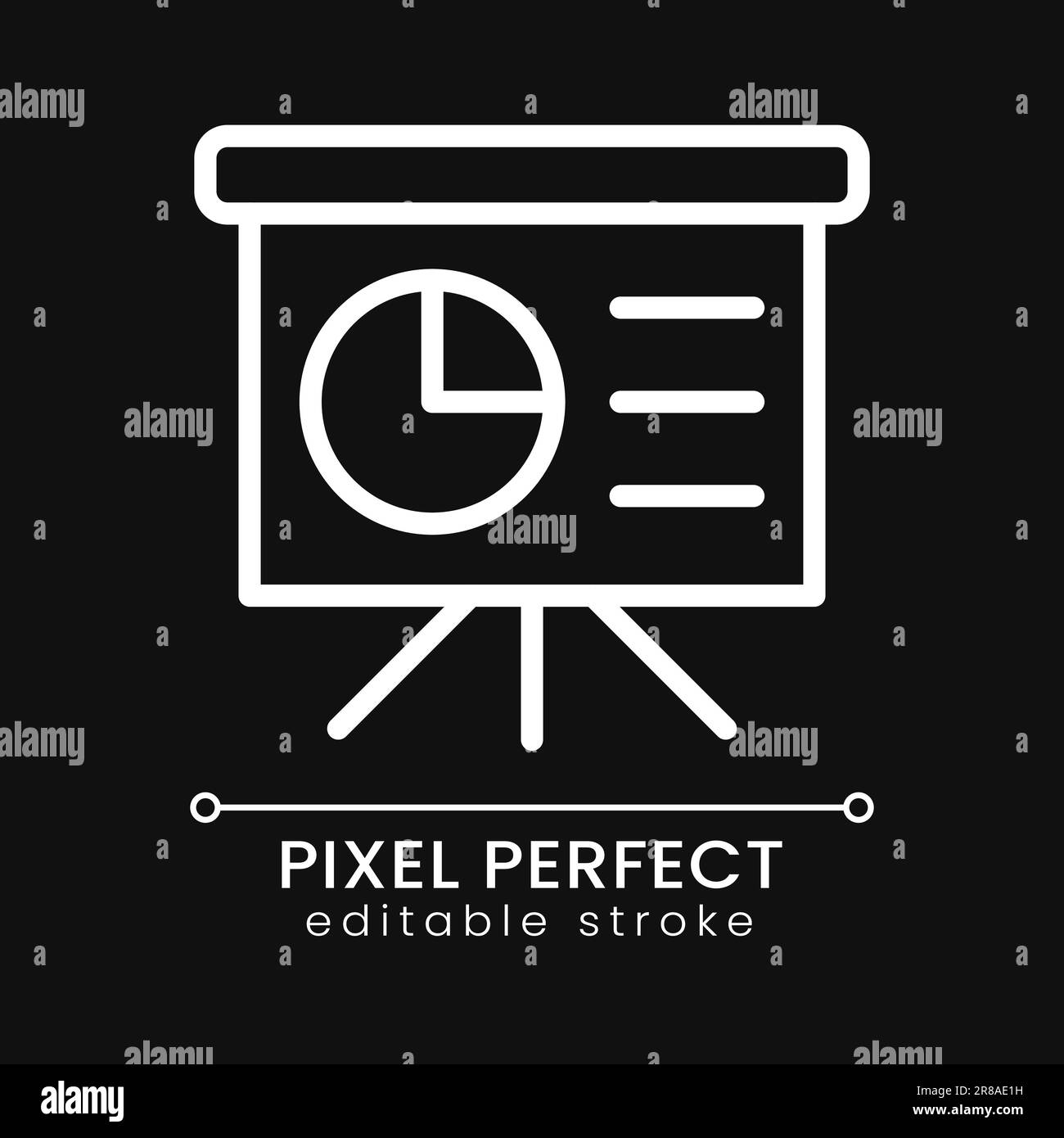 Presentation board pixel perfect white linear icon for dark theme Stock ...