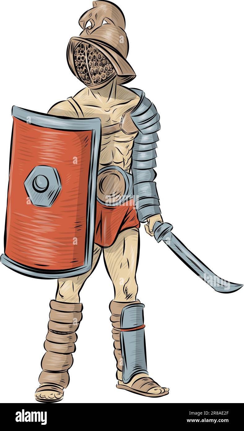 Spartacus.Gladiator warrior hand drawn Stock Vector