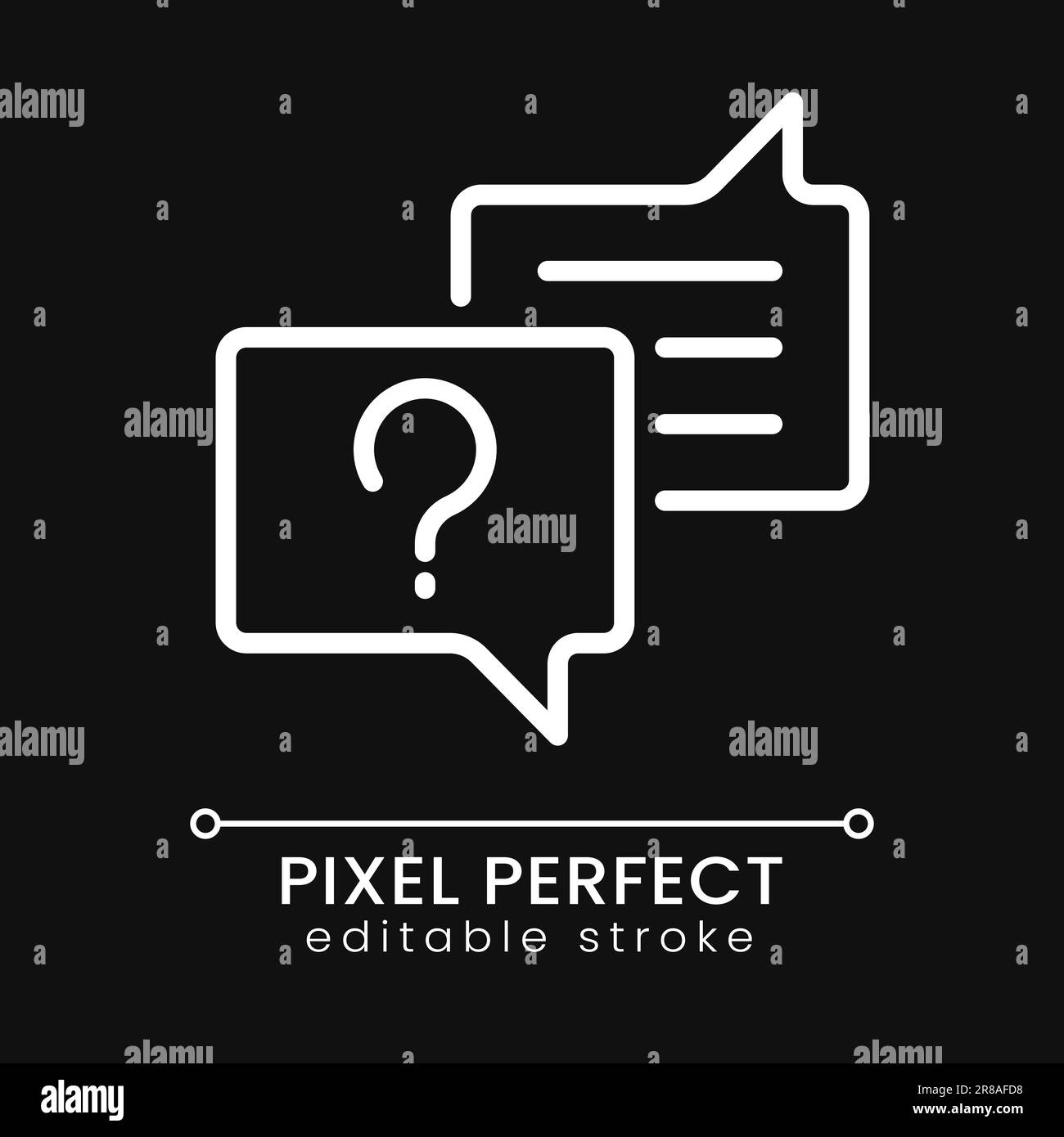 Asking question pixel perfect white linear icon for dark theme Stock ...