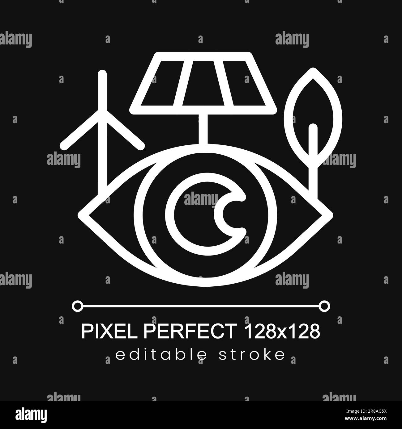 Control of power generation pixel perfect white linear icon for dark ...