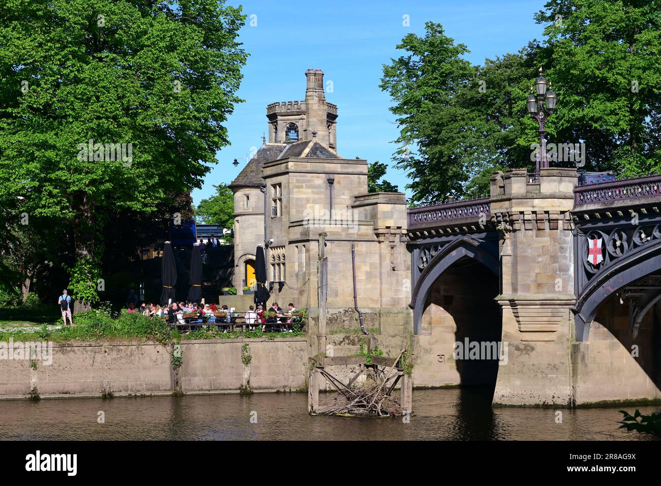 skeldergate bridge and toll house built in 1878 by Thomas Page completed by his son George Page crossing the river Ouse York Yorkshire UK Stock Photo