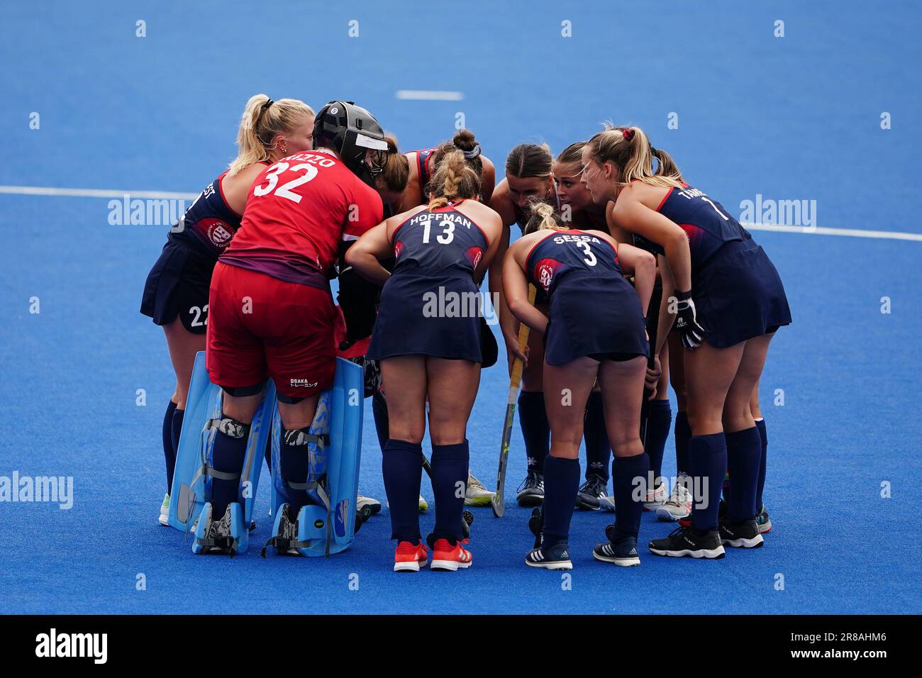 USA's and Netherlands' during the Women's FIH Hockey Pro League match at Lee Valley, London. Picture date: Tuesday June 20, 2023. Stock Photo