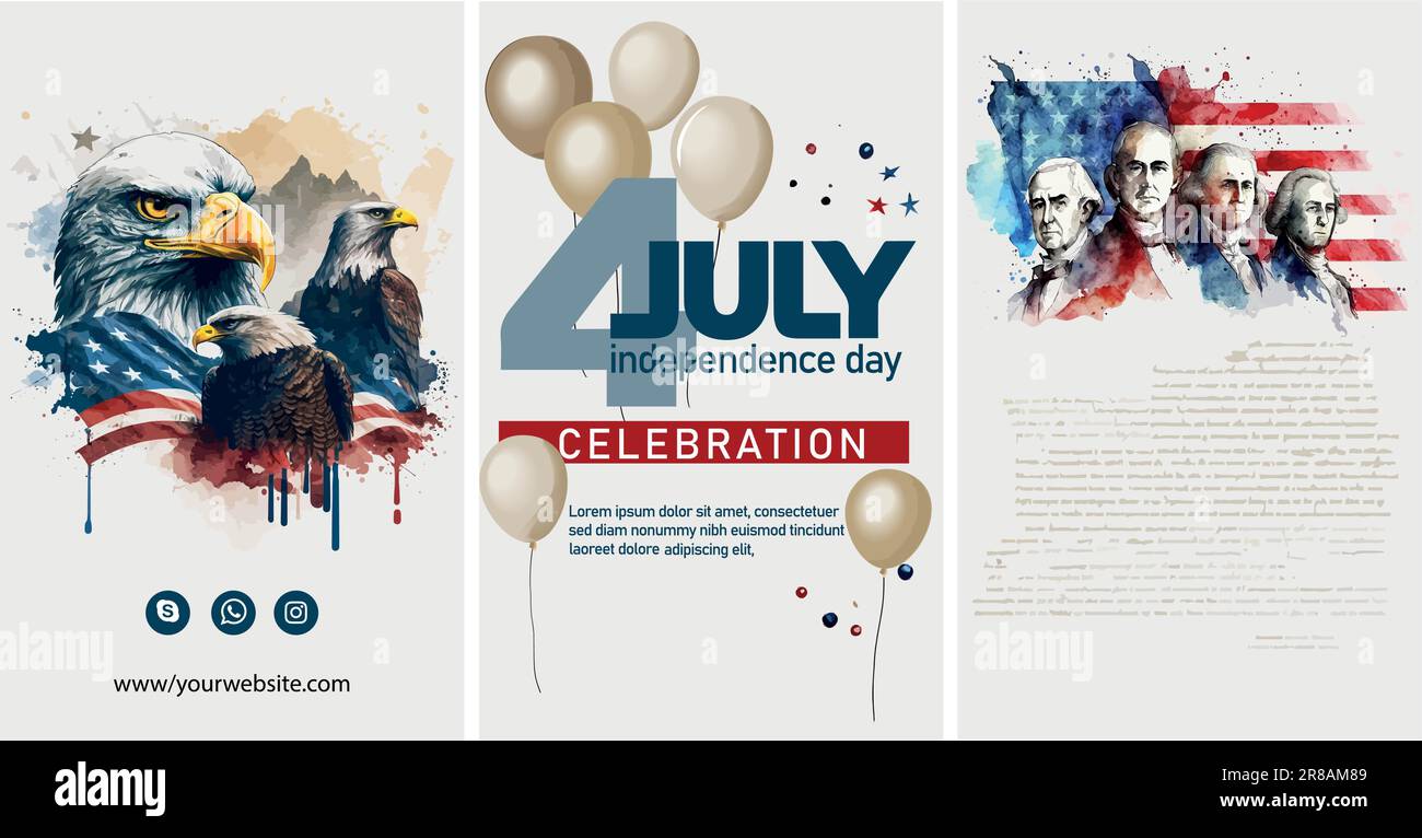 Happy 4th of July USA Independence Day greeting card with waving ...