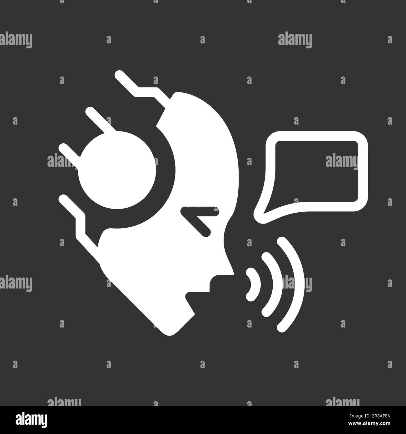 AI speaks white linear glyph icon for night mode Stock Vector