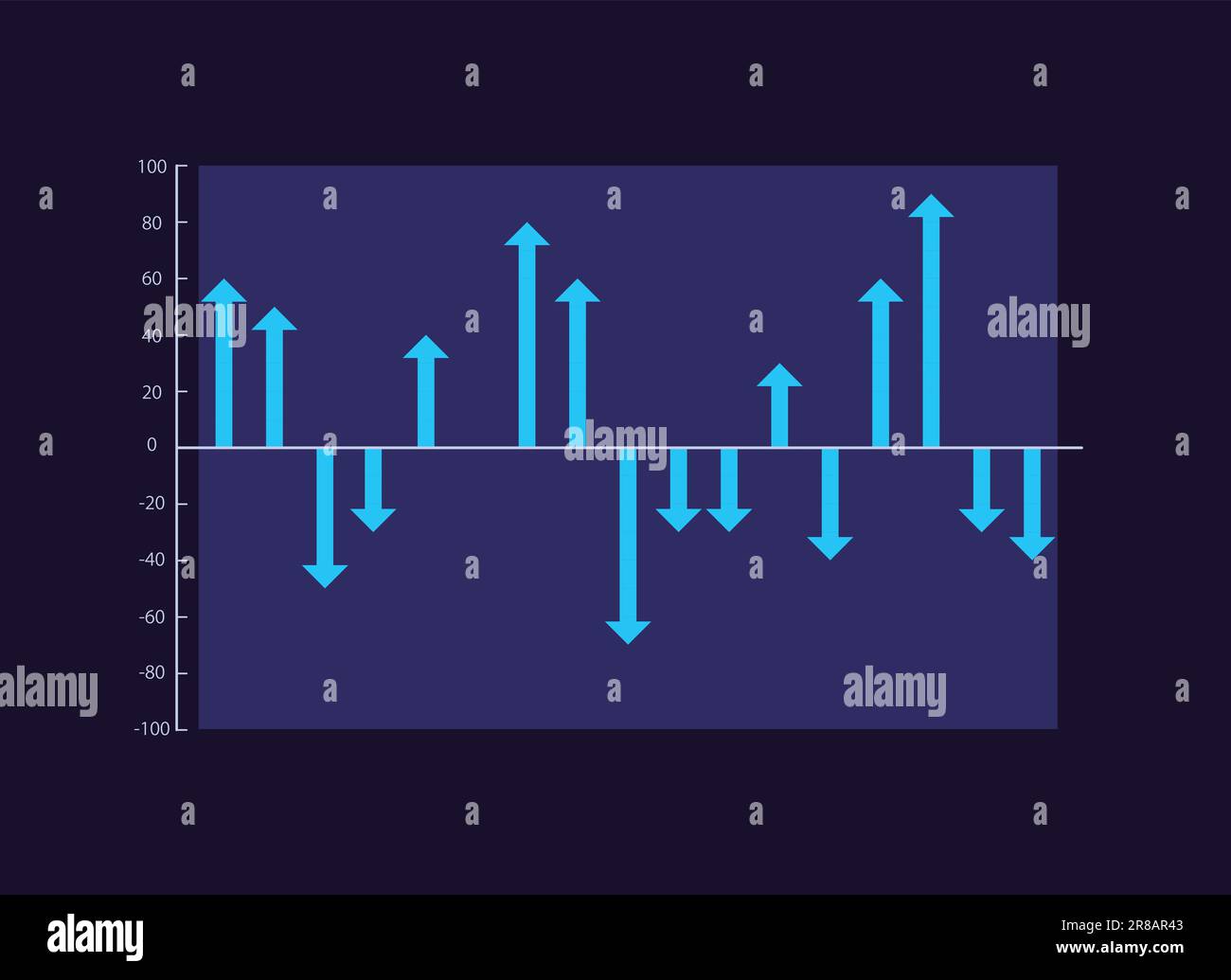Two directions arrows infographic chart design template for dark theme Stock Vector