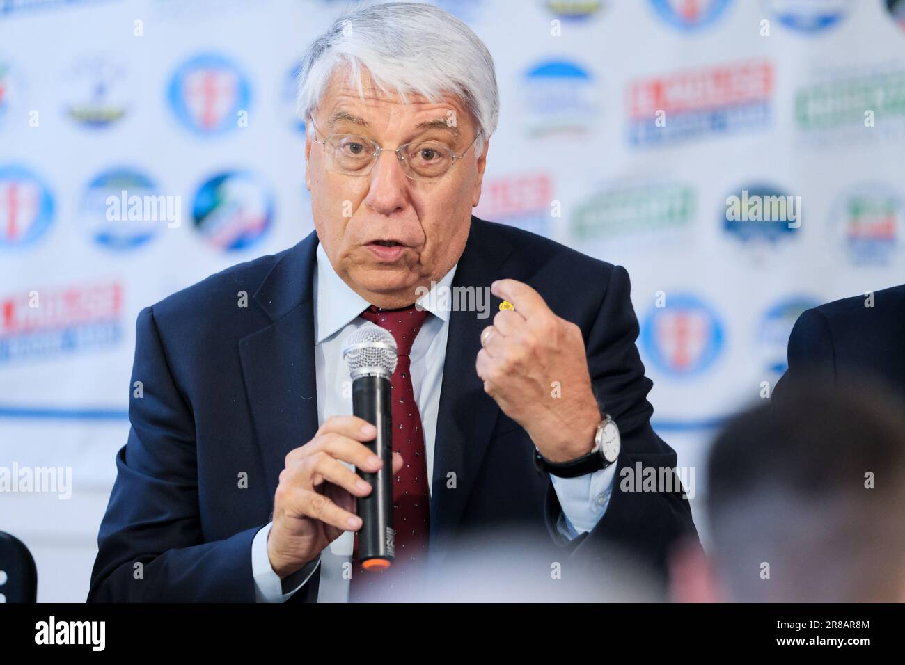 Termoli, Italy. 20th June, 2023. Carlo Giovanardi, former senator and former undersecretary of the Italian government seen during an election rally in support of Francesco Roberti, presidential candidate for the Molise Region. Credit: SOPA Images Limited/Alamy Live News Stock Photo
