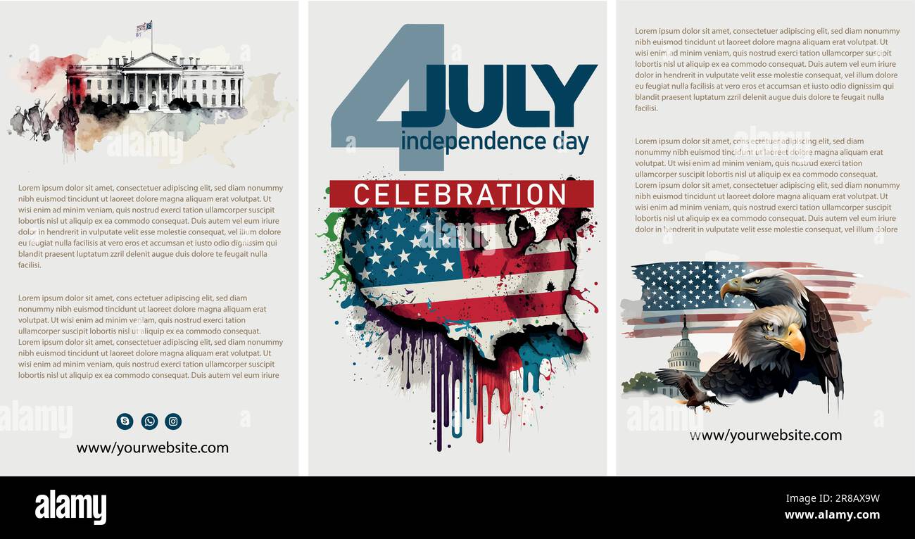 Happy 4th of July USA Independence Day greeting card with waving ...