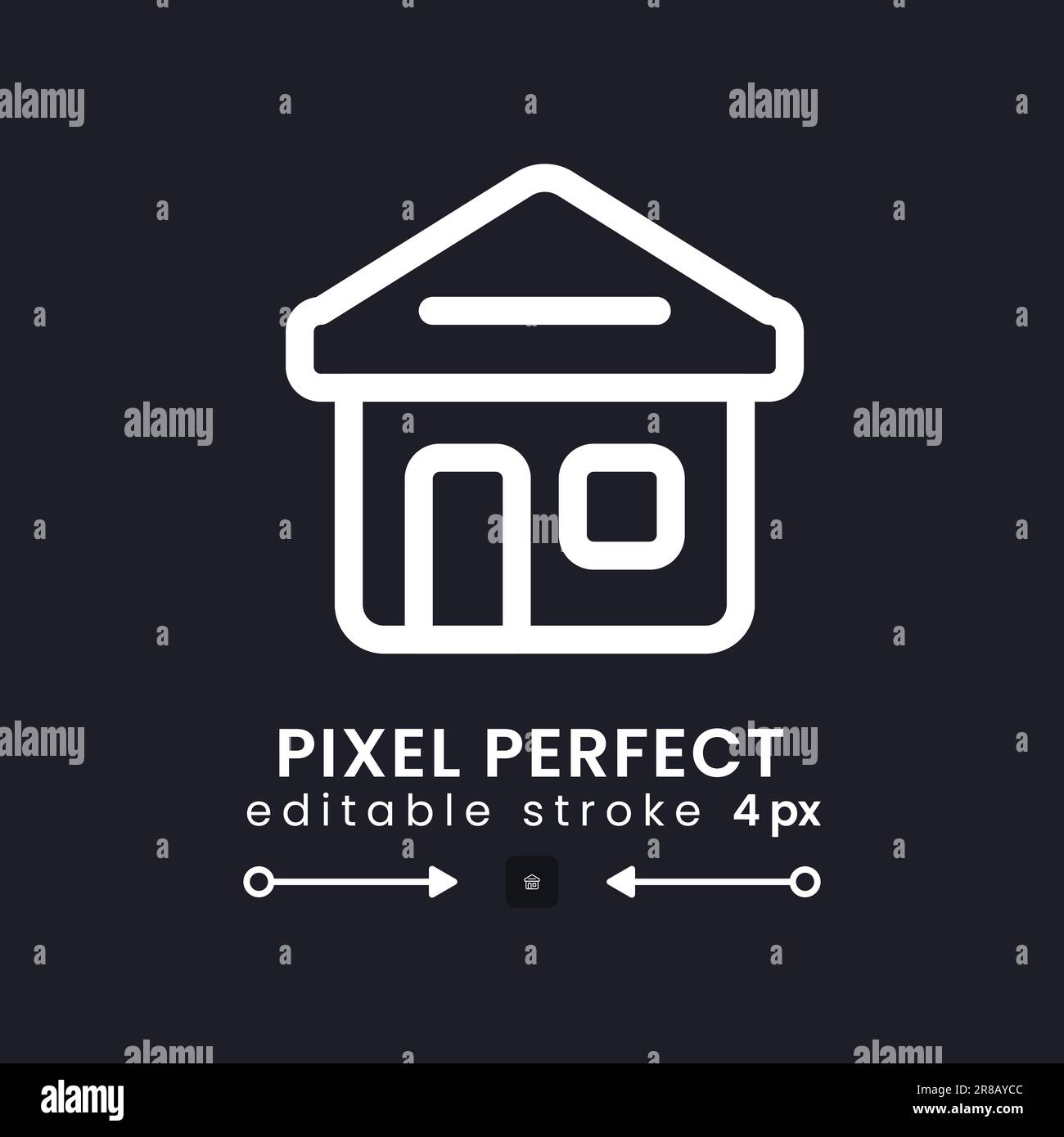House white linear desktop icon on black Stock Vector