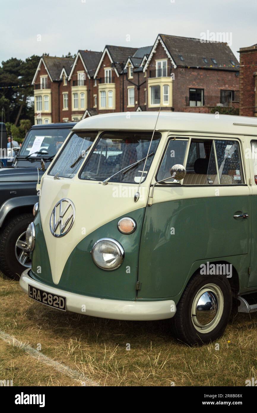 Volkswagen camper van. Classic Cars on Lytham Green 2023. Stock Photo