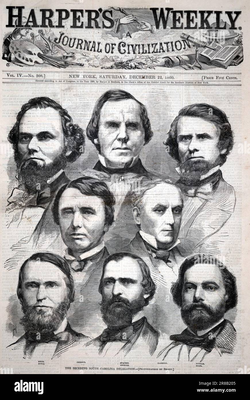 The Seceding South Carolina Delegation, from Harper's Weekly, December 22, 1860 1860 by Winslow Homer, born Boston, MA 1836-died Prout's Neck, ME 1910 Stock Photo