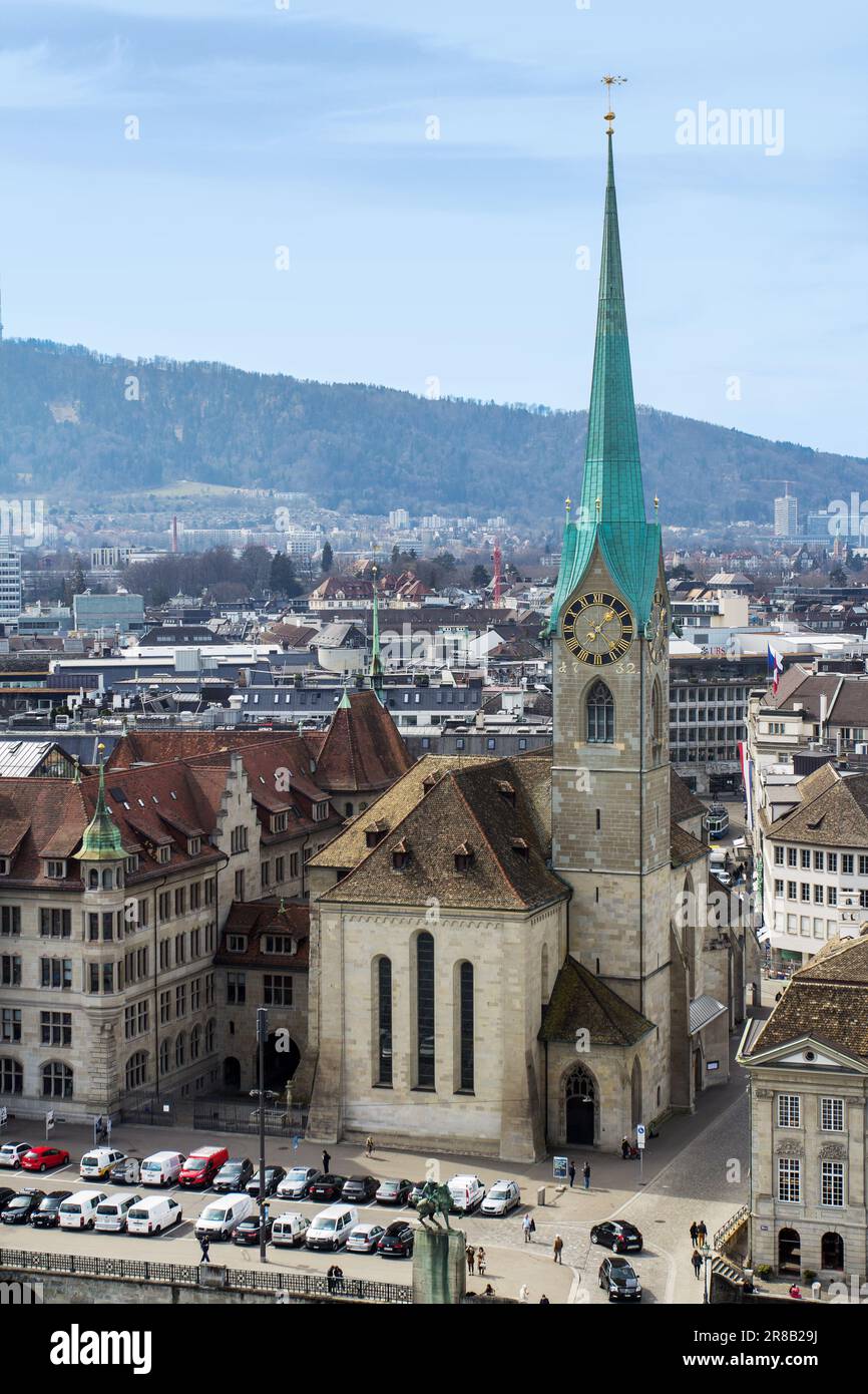 Zurich, Switzerland - March 26. 2021: Church of Fraumuenster Zuerich ...