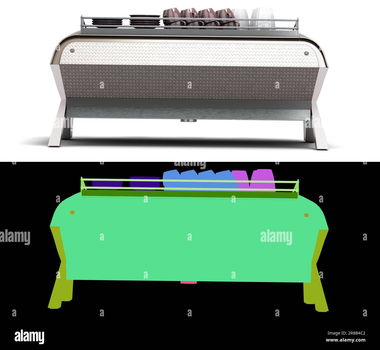 new professional coffee machine back view 3d render on white with